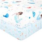Mermaid Set of 2 Fitted Sheets Blue