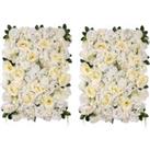 Set of 2 Artificial Premium Mixed Flower Wall Panels White