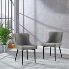 Set of 2 Indus Valley Simba Stitched Back Boucle Dining Chairs Grey