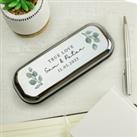 Personalised Botanical Pen and Box Set Silver