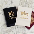 Personalised Set of 2 Mr and Mrs Leather Passport Holders Cream and Black