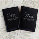 Personalised Mr and Mrs Black Leather Passport Holders Black