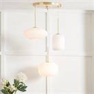 Alexa Ribbed Glass 3 Light Cluster Ceiling Light White and Gold
