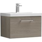 Arno Wall Mounted 1 Drawer Vanity Unit with Basin Solace Oak