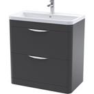 Parade Floor Standing 2 Drawer Vanity Unit with Polymarble Basin Soft Black