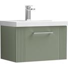 Deco Wall Mounted Single Drawer Vanity Unit with Basin Satin Green