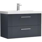 Deco Wall Mounted 2 Drawer Vanity Unit with Basin Soft Black