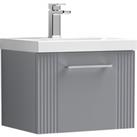 Deco Wall Mounted Single Drawer Vanity Unit with Basin Satin Grey