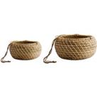 Set of 2 Seagrass Hanging Plant Pots Brown