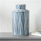 Samara Aztec Pattern Ceramic Decorative Ginger Jar Blue/White
