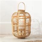 Natural Bamboo and Glass Lantern Natural