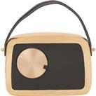 Retro Radio Style Table Clock with Leather Strap Gold