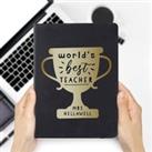 Personalised Worlds Best Teacher Trophy Black Hardback Notebook Black