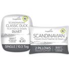 Snuggledown Scandinavian Duck Feather And Down 10.5 Tog Duvet and Polyester Fibre Pillow Set White