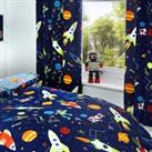 Supersonic Space Glow in the Dark Curtains Blue
