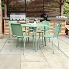 Porto 4 Seater Round Dining Set with Stacking Chairs Olive