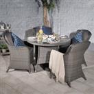 Paris 4 Seater Round Dining Set with 4 Imperial Chairs Grey