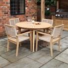 Roma 4 Seater Dining Set with 4 Stacking Rope Chairs Natural