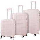 Rock Luggage Pixel Set of 3 Suitcases Pastel Pink