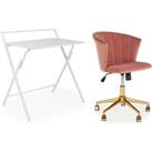 Evelyn Marble Folding Desk and Rose Kendall Chair Starter Pack Rose