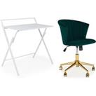 Evelyn Marble Folding Desk and Green Kendall Chair Starter Pack Green