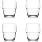 Set of 4 Stacking Tumbler Glasses Clear