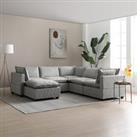 Moda Corner Modular Sofa with Chaise, Light Grey Boucle Grey
