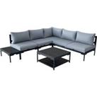 Elements Black Modular 5 Seater Corner Sofa Set with Coffee and Side Tables Black