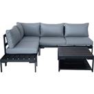 Elements Black Modular 4 Seater Corner Sofa Set with Coffee and Side Tables Black