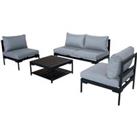 Elements Black Modular 4 Seater Conversational Set with Coffee Table Black
