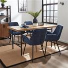 Bryant Rectangular Dining Table with Axel Folkstone Blue Boucle Dining Chairs