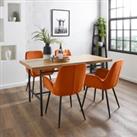 Bryant Rectangular Dining Table with Axel Orange Umber Velvet Dining Chairs