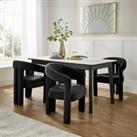 Tervola Rectangular Dining Table with Lucilla Black Velvet Dining Chairs