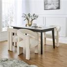 Tervola Rectangular Dining Table with Lucilla Ivory Boucle Dining Chairs