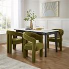 Tervola Rectangular Dining Table with Lucilla Olive Velvet Dining Chairs