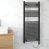 Flomasta Electric Towel Radiator Black Flat Warmer Pre-Filled 1200x500mm 1023BTU