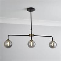 LED Ceiling Light 3 Way Black Antique Brass Smoked Glass Living Bedroom 3W