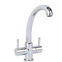 Kitchen Tap Mono Mixer Chrome Double Lever Brass Swivel Spout Modern Faucet