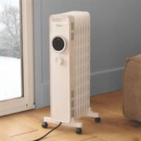 Oil-Filled Radiator Electric Freestanding Wheeled Portable Handle White 1500W