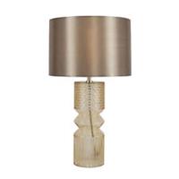 Table Lamp Champagne Round Glass Fabric E27 Bedside Living Room Bedroom 42W