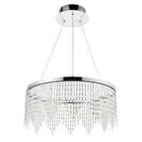 LED Ceiling Light Pendant Crystals Chrome Warm White 900lm Living Bedroom 25W