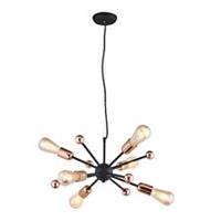 Ceiling Light pendant 6 Lamp Steel Matt Black Copper Effect Dimmable Industrial