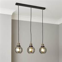 Inlight Ceiling Light 3 Way Pendant Matt Black Smoked Effect Kitchen 10W