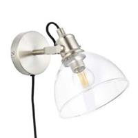 Wall light LED Plug-in Clear Glass Steel Nickel Effect Adjustable Modern