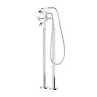 Floor-mounted Single Mono Mixer Tap With Shower Kit Chrome Effect Ceramic Disk