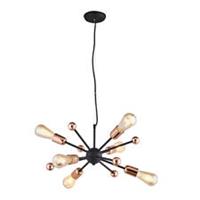 Pendant Ceiling Light 6 Lamp Steel Matt Black Copper Effect Dimmable (Dia)460 mm