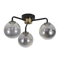 Ceiling Light 3 Way Matt Black Smoked Globe Shades Industrial Retro G9 3W