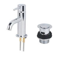 Bathroom Basin Mini Tap Mono Mixer Chrome Single Lever Clicker Waste Modern