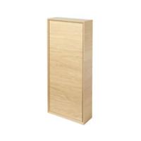 Bathroom Wall Cabinet Matt Oak Veneer Single Modern Slim 2 Shelves (H)90 (W)40cm