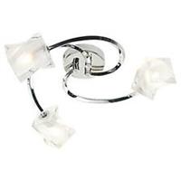 Ceiling Light 3 Lamp Swirl Frosted Glass Metal Brushed Chrome Effect Dimmable